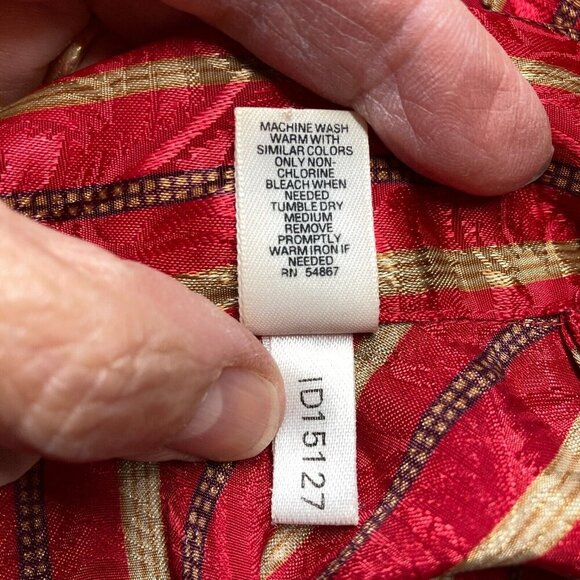 Vintage Victoria's Secret Nightshirt, Size Large, Red Gold‎ Striped Satin Y2K - Picture 10 of 10